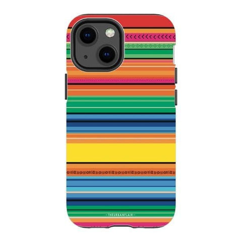iPhone 13 Mini Satin (Semi-Matte) Rainbow Serape Tough Phone Case - The Urban Flair