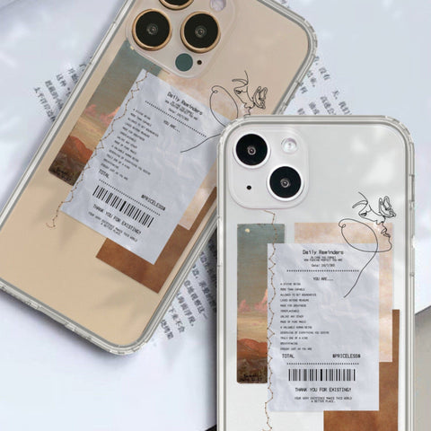 Receipt Daily Reminder Affirmations Collage Phone Case For iPhone 14 Plus 13 Mini 12 Pro Max XR 7 8 Clear Cover With Aesthetic Design Feat