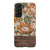 Retro Flowers Split Wood Print Tough Phone Case Galaxy S21 Gloss [High Sheen] exclusively offered by The Urban Flair