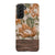 Retro Flowers Split Wood Print Tough Phone Case Galaxy S21 Plus Gloss [High Sheen] exclusively offered by The Urban Flair