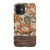 Retro Flowers Split Wood Print Tough Phone Case iPhone 12 Gloss [High Sheen] exclusively offered by The Urban Flair
