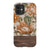 Retro Flowers Split Wood Print Tough Phone Case iPhone 12 Mini Gloss [High Sheen] exclusively offered by The Urban Flair