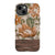 Retro Flowers Split Wood Print Tough Phone Case iPhone 13 Gloss [High Sheen] exclusively offered by The Urban Flair