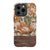 Retro Flowers Split Wood Print Tough Phone Case iPhone 13 Pro Gloss [High Sheen] exclusively offered by The Urban Flair