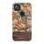 Retro Flowers Split Wood Print Tough Phone Case Pixel 4A 4G Gloss [High Sheen] exclusively offered by The Urban Flair