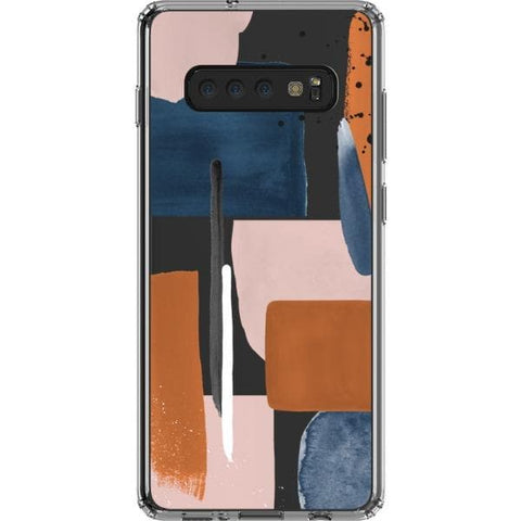 Galaxy S10 Plus Rust Rose Navy Abstract Clear Phone Case - The Urban Flair