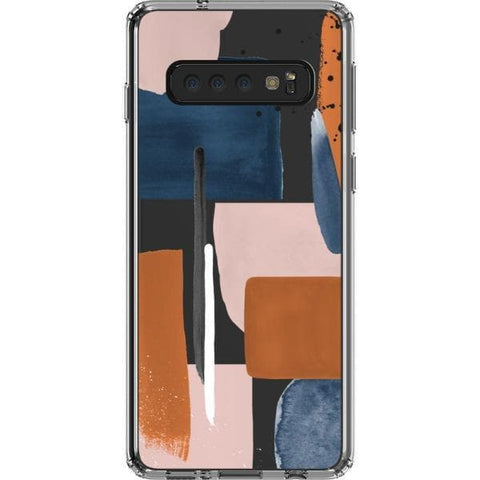 Galaxy S10e Rust Rose Navy Abstract Clear Phone Case - The Urban Flair