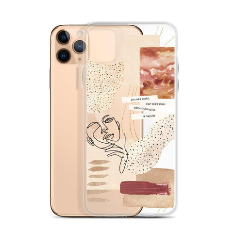 The Rust Terracotta Collage Clear Phone Case iPhone 12 Pro Max by The Urban Flair (Rust Terracotta Collage Clear Case For iPhone 12 Mini 11 Pro Max XR XS 7 8 Plus SE 2020 Cover With Aesthetic Abstract Mood Board Design Feat)