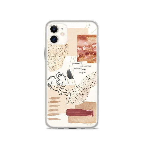 The Rust Terracotta Collage Clear Phone Case iPhone 12 Pro Max by The Urban Flair (Rust Terracotta Collage Clear Case For iPhone 12 Mini 11 Pro Max XR XS 7 8 Plus SE 2020 Cover With Aesthetic Abstract Mood Board Design Feat)