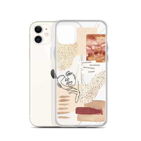 The Rust Terracotta Collage Clear Phone Case iPhone 12 Pro Max by The Urban Flair (Rust Terracotta Collage Clear Case For iPhone 12 Mini 11 Pro Max XR XS 7 8 Plus SE 2020 Cover With Aesthetic Abstract Mood Board Design Feat)