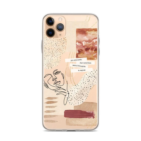 The Rust Terracotta Collage Clear Phone Case iPhone 12 Pro Max by The Urban Flair (Rust Terracotta Collage Clear Case For iPhone 12 Mini 11 Pro Max XR XS 7 8 Plus SE 2020 Cover With Aesthetic Abstract Mood Board Design Feat)