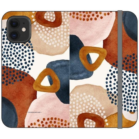 iPhone 12 Mini Rustic Abstract Shapes Wallet Phone Case - The Urban Flair