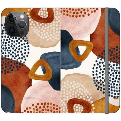 iPhone 12 Pro Max Rustic Abstract Shapes Wallet Phone Case - The Urban Flair