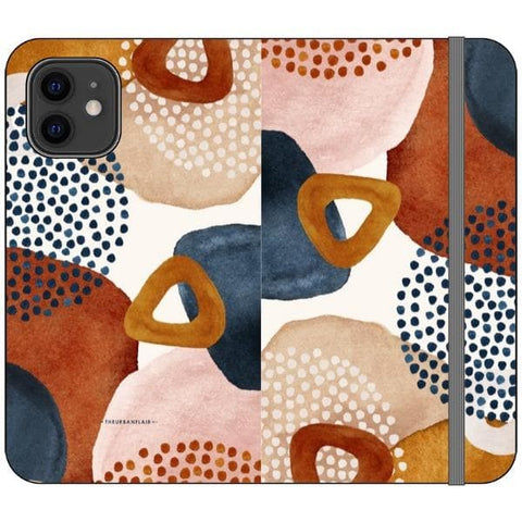 iPhone 12 Rustic Abstract Shapes Wallet Phone Case - The Urban Flair