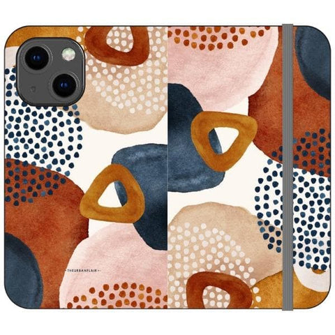 iPhone 13 Mini Rustic Abstract Shapes Wallet Phone Case - The Urban Flair