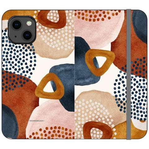 iPhone 13 Rustic Abstract Shapes Wallet Phone Case - The Urban Flair