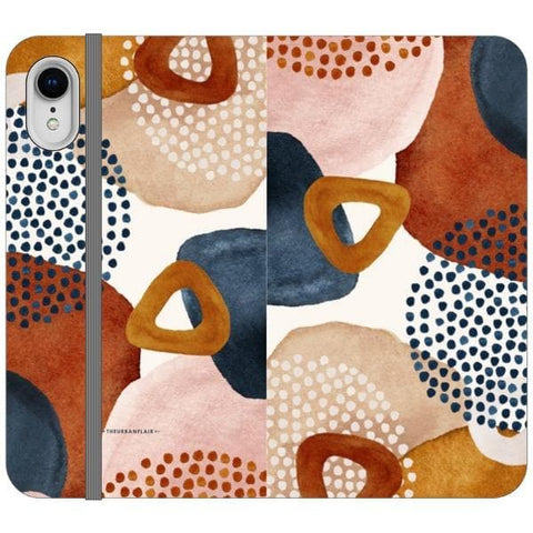 iPhone XR Rustic Abstract Shapes Wallet Phone Case - The Urban Flair