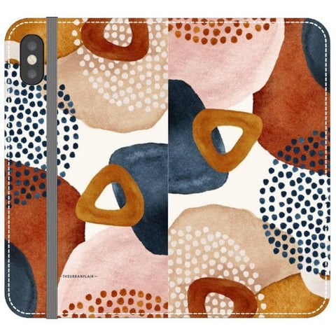 iPhone X/XS Rustic Abstract Shapes Wallet Phone Case - The Urban Flair
