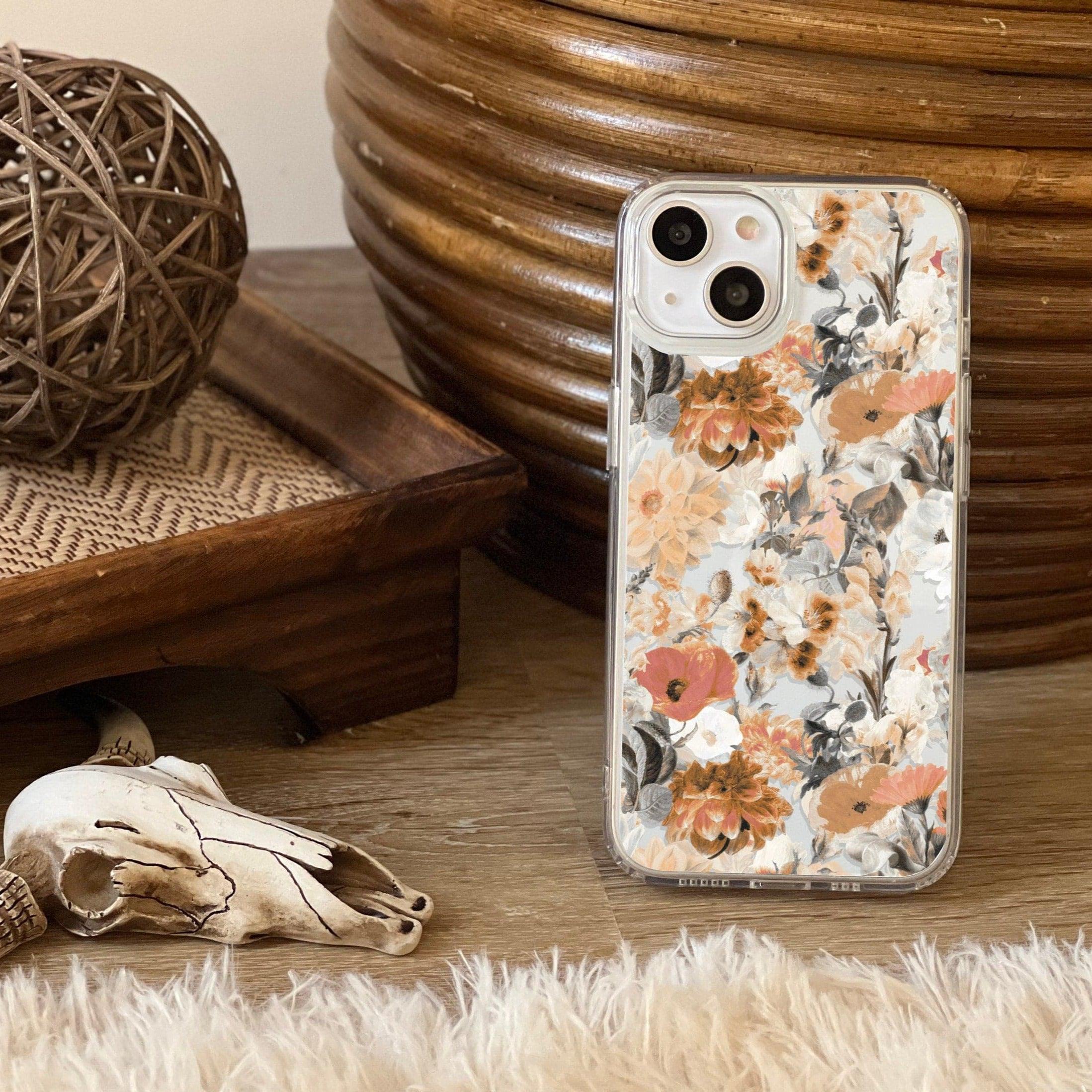 Rustic Boho Poppy Flowers Clear Phone Case