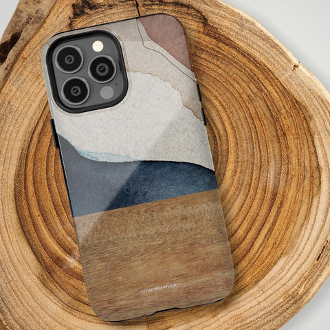 Rustic Watercolor and Wood Print Phone Case For iPhone 13 Mini 12 11 Pro Max XR 7 8 Plus Protective Tough Cover With Boho Aesthetic Design Feat
