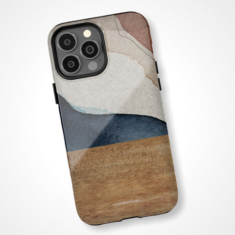 Rustic Watercolor and Wood Print Phone Case For iPhone 13 Mini 12 11 Pro Max XR 7 8 Plus Protective Tough Cover With Boho Aesthetic Design Feat