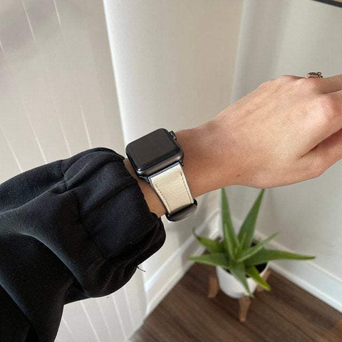 Shop The Simple White Apple Watch Band Exclusively at The Urban Flair - Trendy Faux/Vegan Leather iWatch Straps - Affordable Replacements Bands For Women