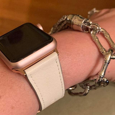 Shop The Simple White Apple Watch Band Exclusively at The Urban Flair - Trendy Faux/Vegan Leather iWatch Straps - Affordable Replacements Bands For Women