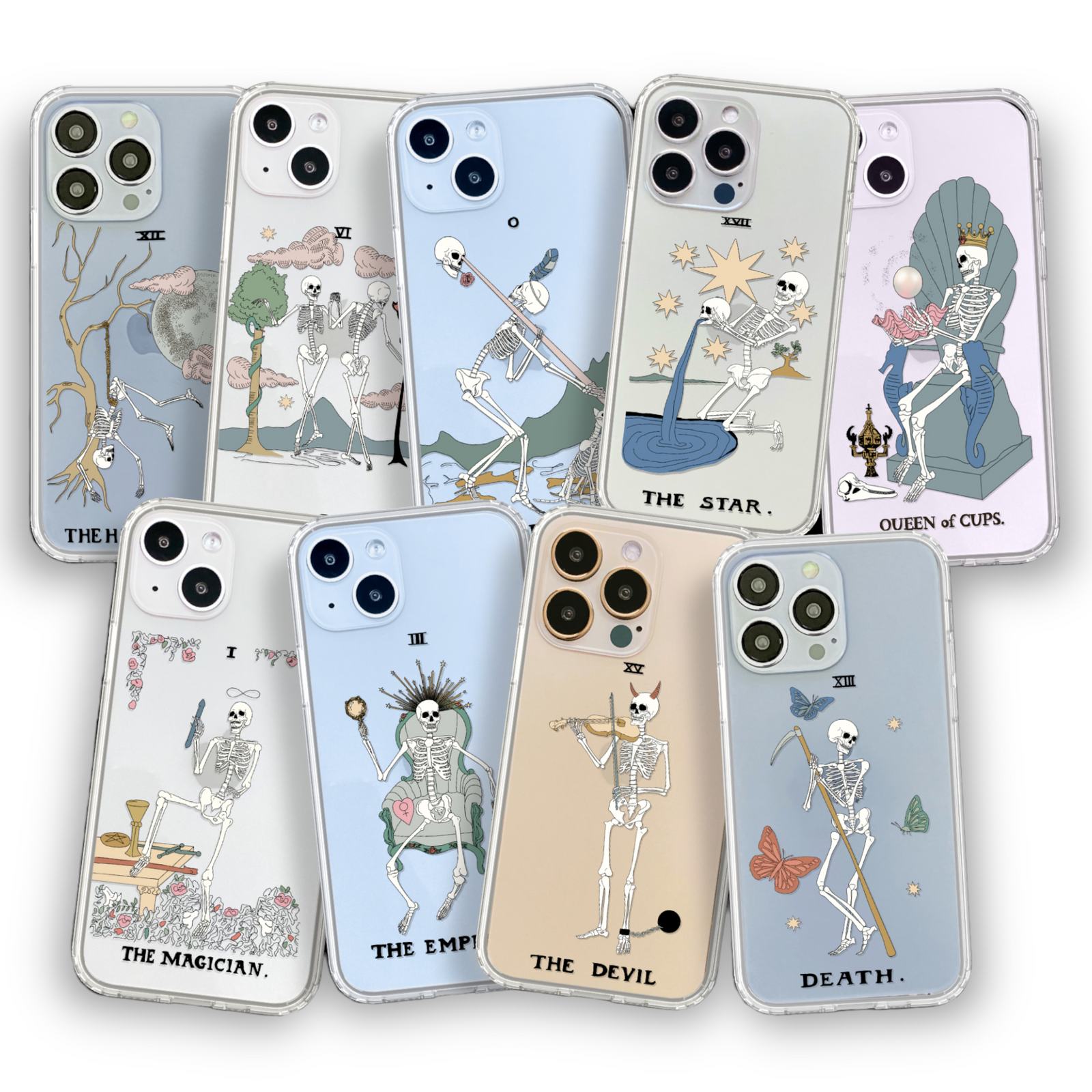 Skeleton Tarot Card Clear Phone Case