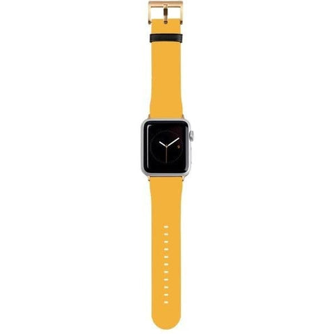 Shop The Solid Golden Yellow Tone Apple Watch Bands Exclusively at The Urban Flair - Trendy Faux/Vegan Leather iWatch Straps - Affordable Replacements Bands For Women