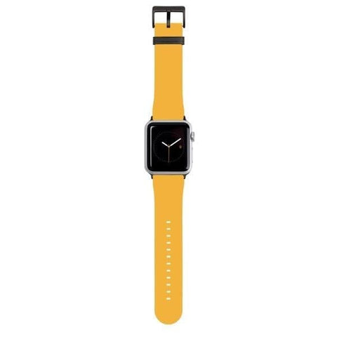 Shop The Solid Golden Yellow Tone Apple Watch Bands Exclusively at The Urban Flair - Trendy Faux/Vegan Leather iWatch Straps - Affordable Replacements Bands For Women