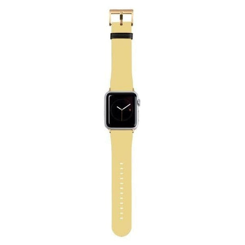 Shop The Solid Golden Yellow Tone Apple Watch Bands Exclusively at The Urban Flair - Trendy Faux/Vegan Leather iWatch Straps - Affordable Replacements Bands For Women