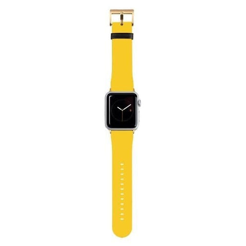 Shop The Solid Golden Yellow Tone Apple Watch Bands Exclusively at The Urban Flair - Trendy Faux/Vegan Leather iWatch Straps - Affordable Replacements Bands For Women