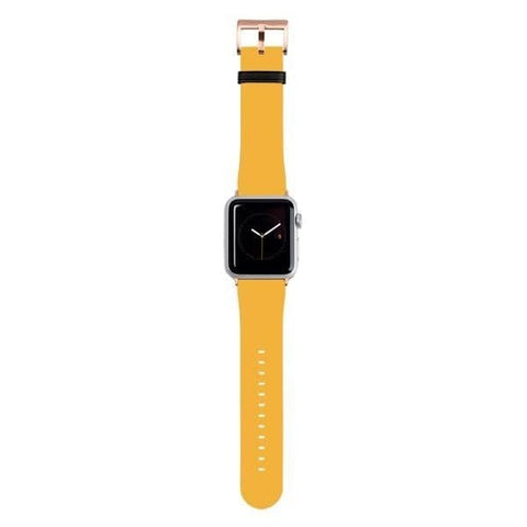 Shop The Solid Golden Yellow Tone Apple Watch Bands Exclusively at The Urban Flair - Trendy Faux/Vegan Leather iWatch Straps - Affordable Replacements Bands For Women