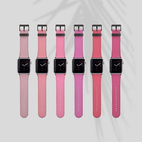 Shop The Solid Shades of Pink Apple Watch Bands Exclusively at The Urban Flair - Trendy Faux/Vegan Leather iWatch Straps - Affordable Replacements Bands For WomenFeat