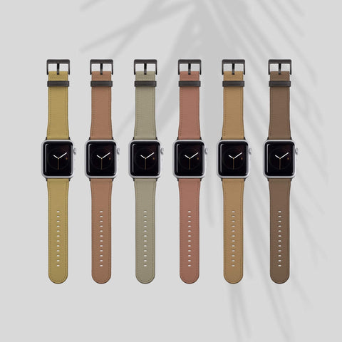 Shop The Solid Warm Earth Tone Apple Watch Bands Exclusively at The Urban Flair - Trendy Faux/Vegan Leather iWatch Straps - Affordable Replacements Bands For Women Feat
