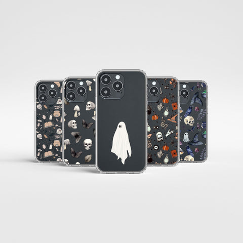 Spooky Halloween Phone Cases For New Space Black iPhone 14 Pro & 14 Pro Max Clear Cases With Aesthetic Mystic Designs By The Urban Flair Feat