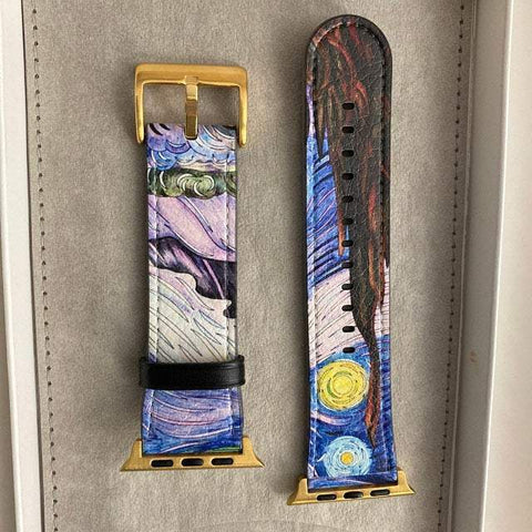 Shop The Starry Night Apple Watch Band Exclusively at The Urban Flair - Trendy Faux/Vegan Leather iWatch Straps - Affordable Replacements Bands For Women