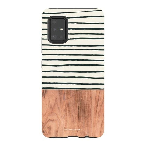 Galaxy A51 5G Gloss (High Sheen) Striped Wood Print Tough Phone Case - The Urban Flair