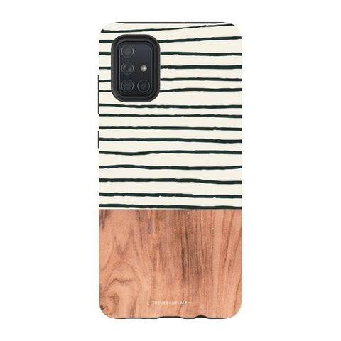 Galaxy A71 4G Gloss (High Sheen) Striped Wood Print Tough Phone Case - The Urban Flair