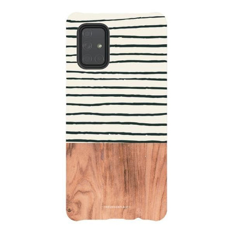 Galaxy A71 5G Satin (Semi-Matte) Striped Wood Print Tough Phone Case - The Urban Flair