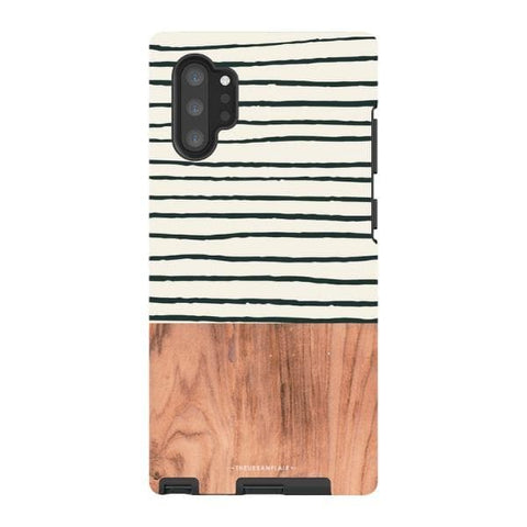 Galaxy Note 10 Plus Gloss (High Sheen) Striped Wood Print Tough Phone Case - The Urban Flair