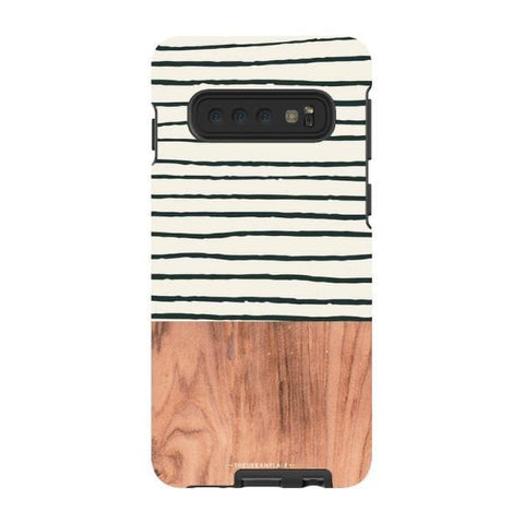 Galaxy S10 Satin (Semi-Matte) Striped Wood Print Tough Phone Case - The Urban Flair