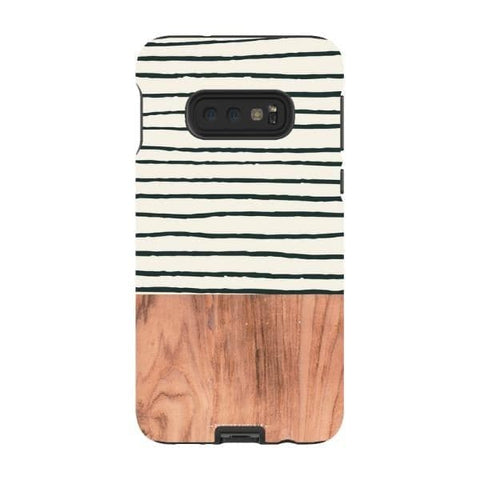 Galaxy S10e Gloss (High Sheen) Striped Wood Print Tough Phone Case - The Urban Flair