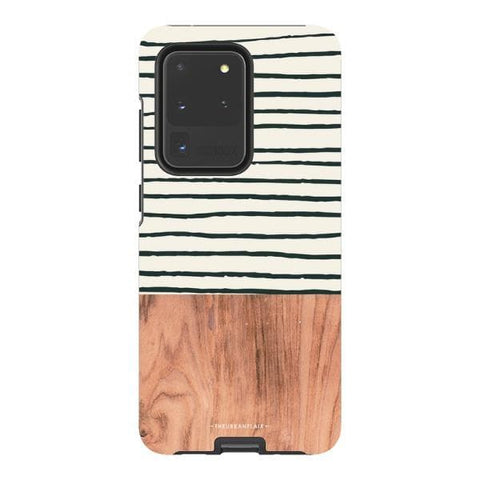 Galaxy S20 Ultra Gloss (High Sheen) Striped Wood Print Tough Phone Case - The Urban Flair