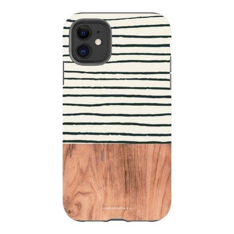iPhone 11 Gloss (High Sheen) Striped Wood Print Tough Phone Case - The Urban Flair