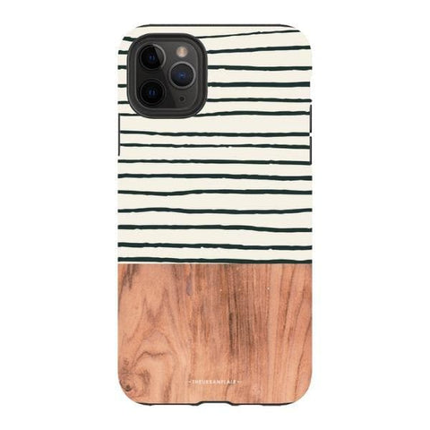 iPhone 11 Pro Max Gloss (High Sheen) Striped Wood Print Tough Phone Case - The Urban Flair