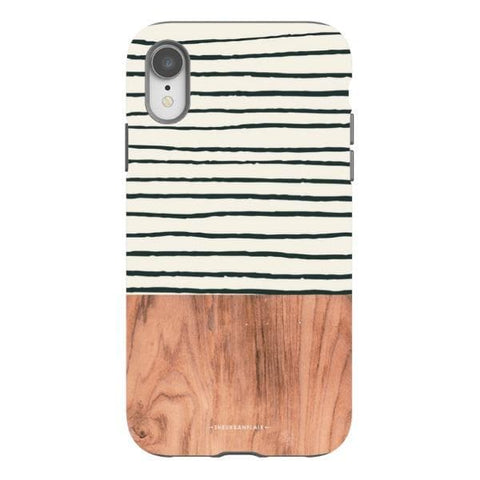 iPhone XR Satin (Semi-Matte) Striped Wood Print Tough Phone Case - The Urban Flair