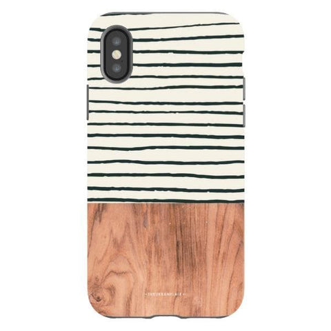 iPhone X/XS Satin (Semi-Matte) Striped Wood Print Tough Phone Case - The Urban Flair