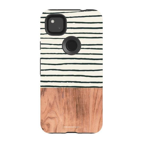 Pixel 4A 4G Gloss (High Sheen) Striped Wood Print Tough Phone Case - The Urban Flair