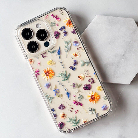 Aesthetic Sunflowers & Wild Flower Phone Case For iPhone 13 Pro Max 12 Mini 11 XR XS 7 8 Plus SE 2022  Watercolor Spring Floral Design Feat